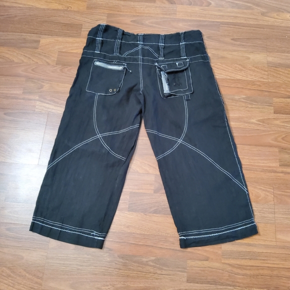 Johnny Was Pete & Greta Wide Leg Linen Cargo Military Pants Size 10 Black New - Picture 4 of 10